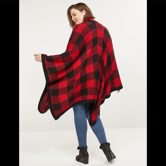 🆕NEW! Oversized Buffalo Plaid Poncho Overpiece - Picture 4 of 16